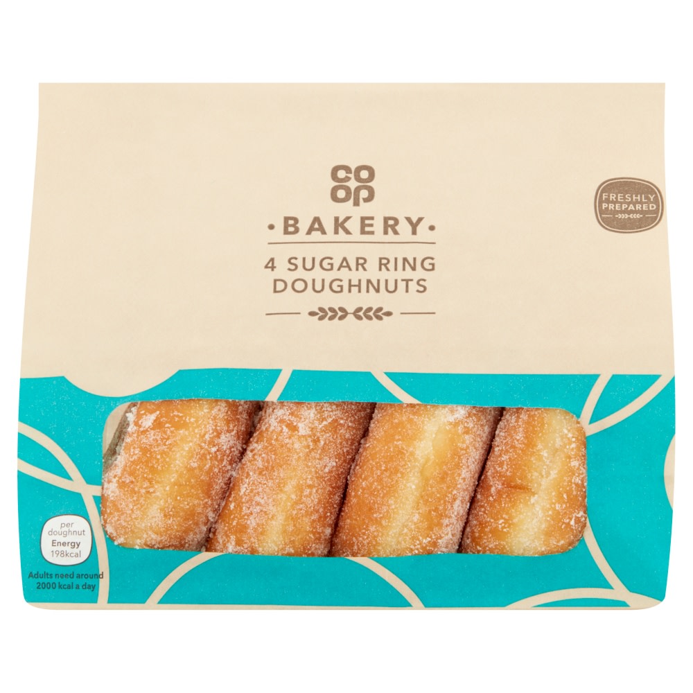 Co-op Bakery 4 Sugar Ring Doughnuts