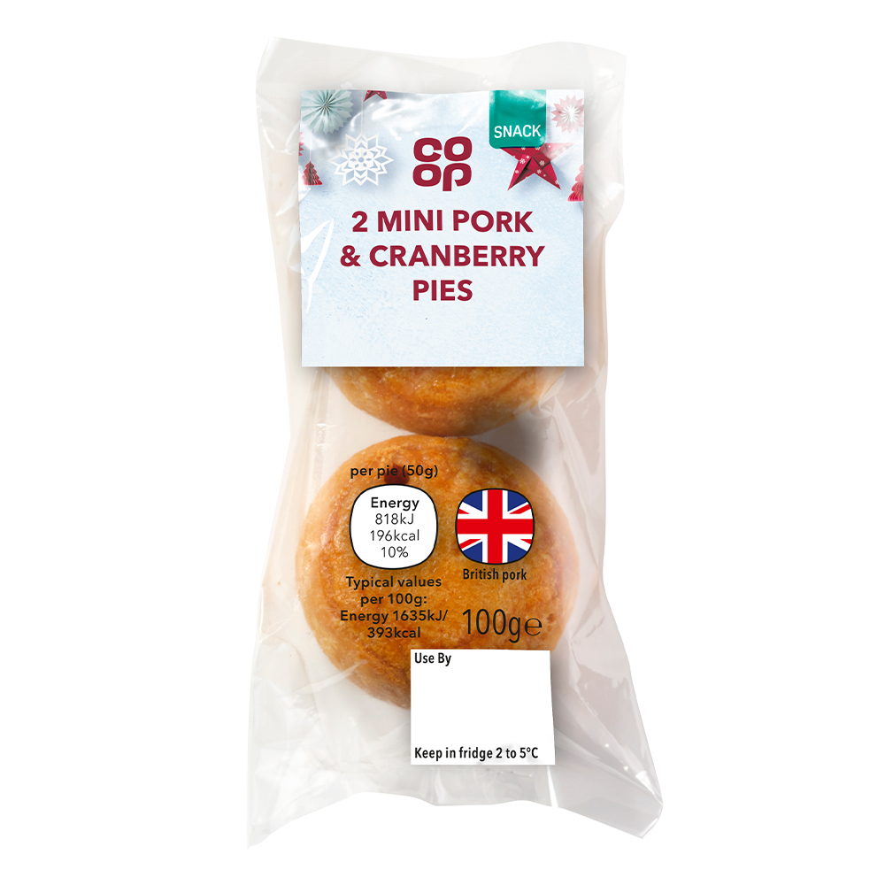 Co-op 2 Mini Pork & Cranberry Pork Pies 100g