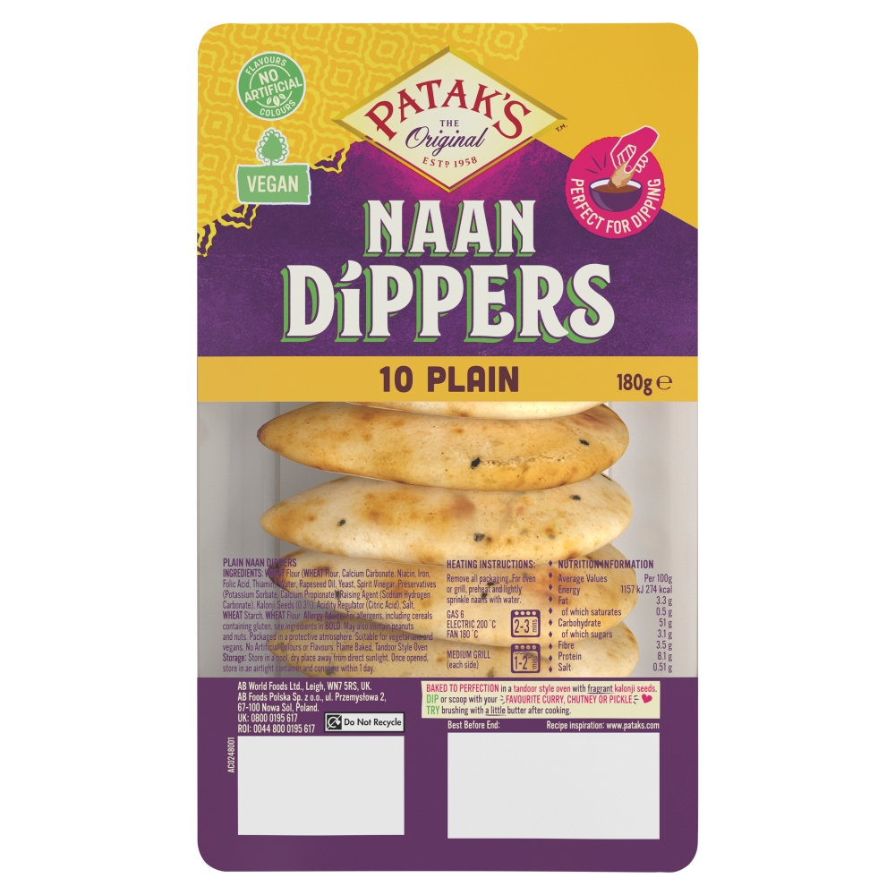 Pataks Mini Naan Dippers Plain 180g 