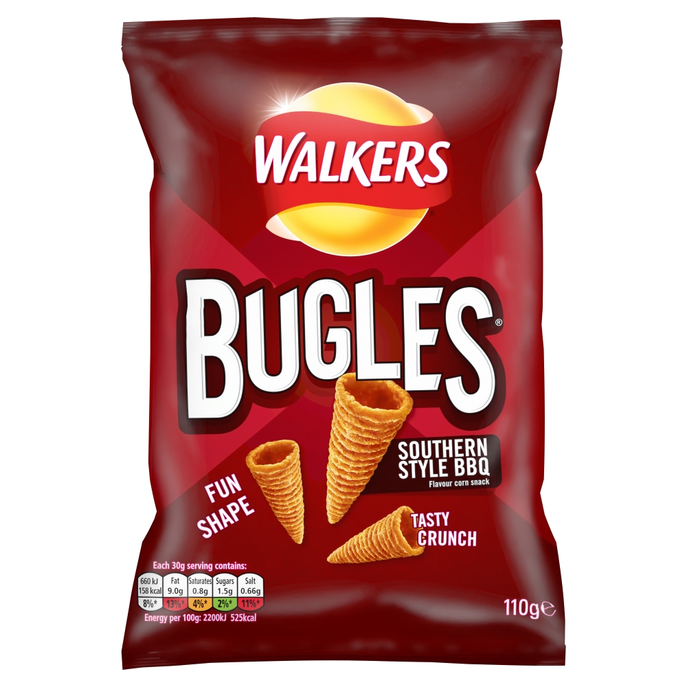 Walkers Bugles Southern Style BBQ Sharing Snacks Crisps 110g