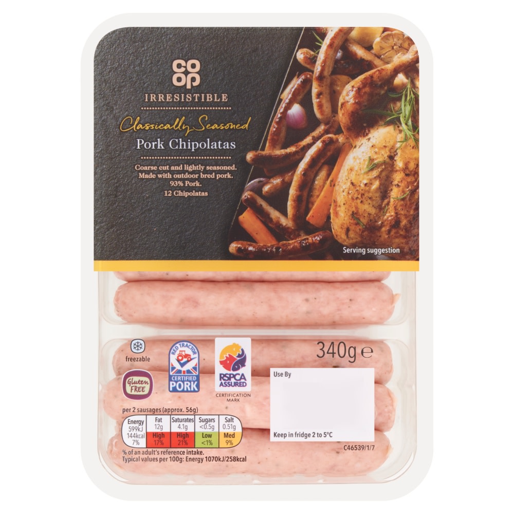 Co-op Irresistible Pork Chipolata 12pk