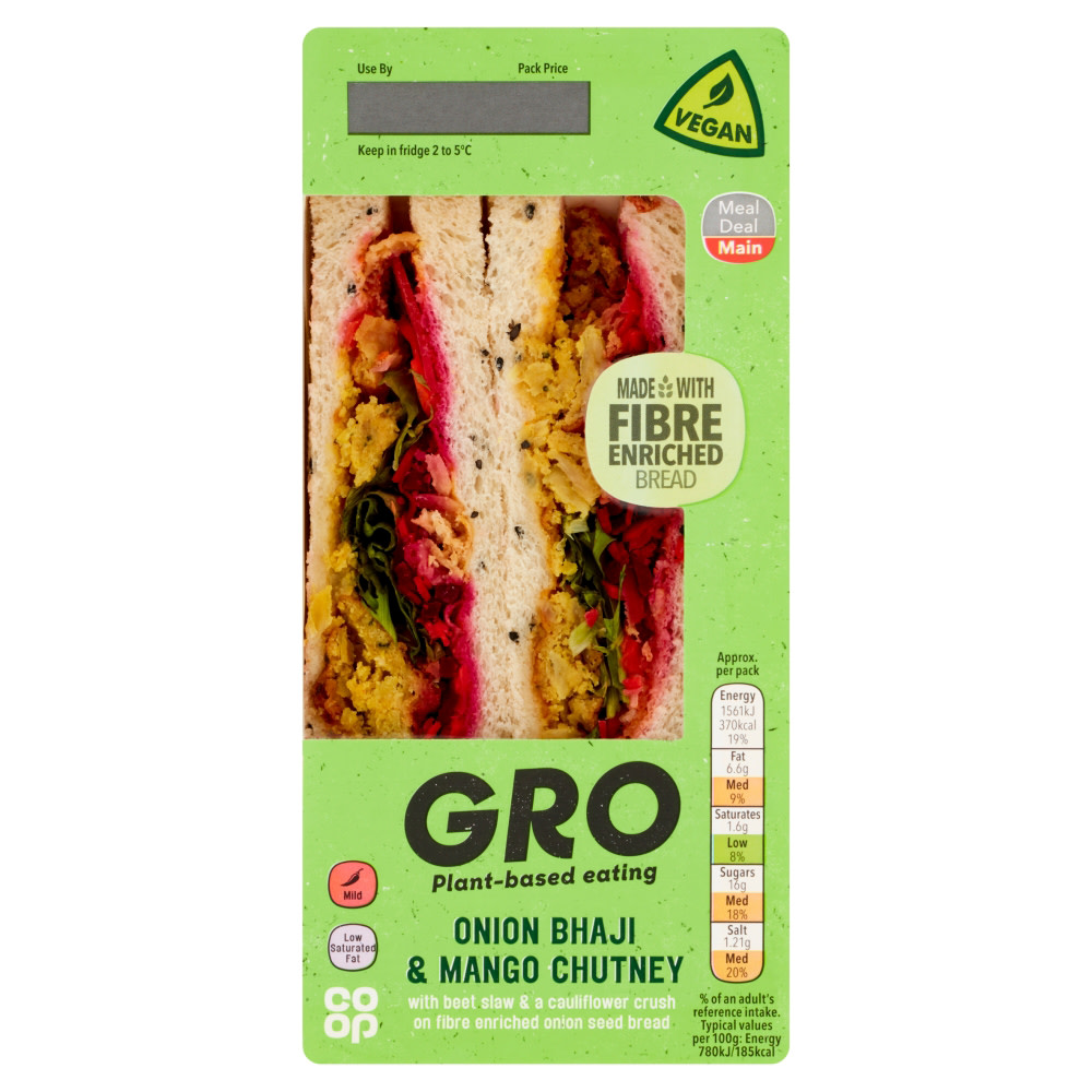 GRO Onion Bhaji & Mango Chutney Sandwich Coop