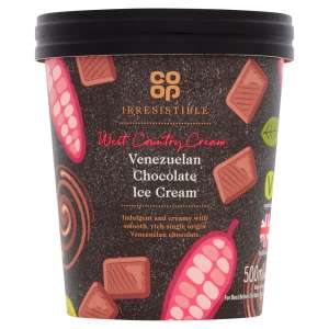 Co-op Irresistible West Country Cream Venezuelan Chocolate Ice Cream 500ml