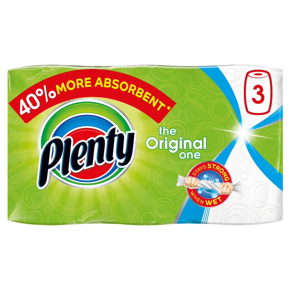 Plenty White Kitchen Roll 3 roll Coop