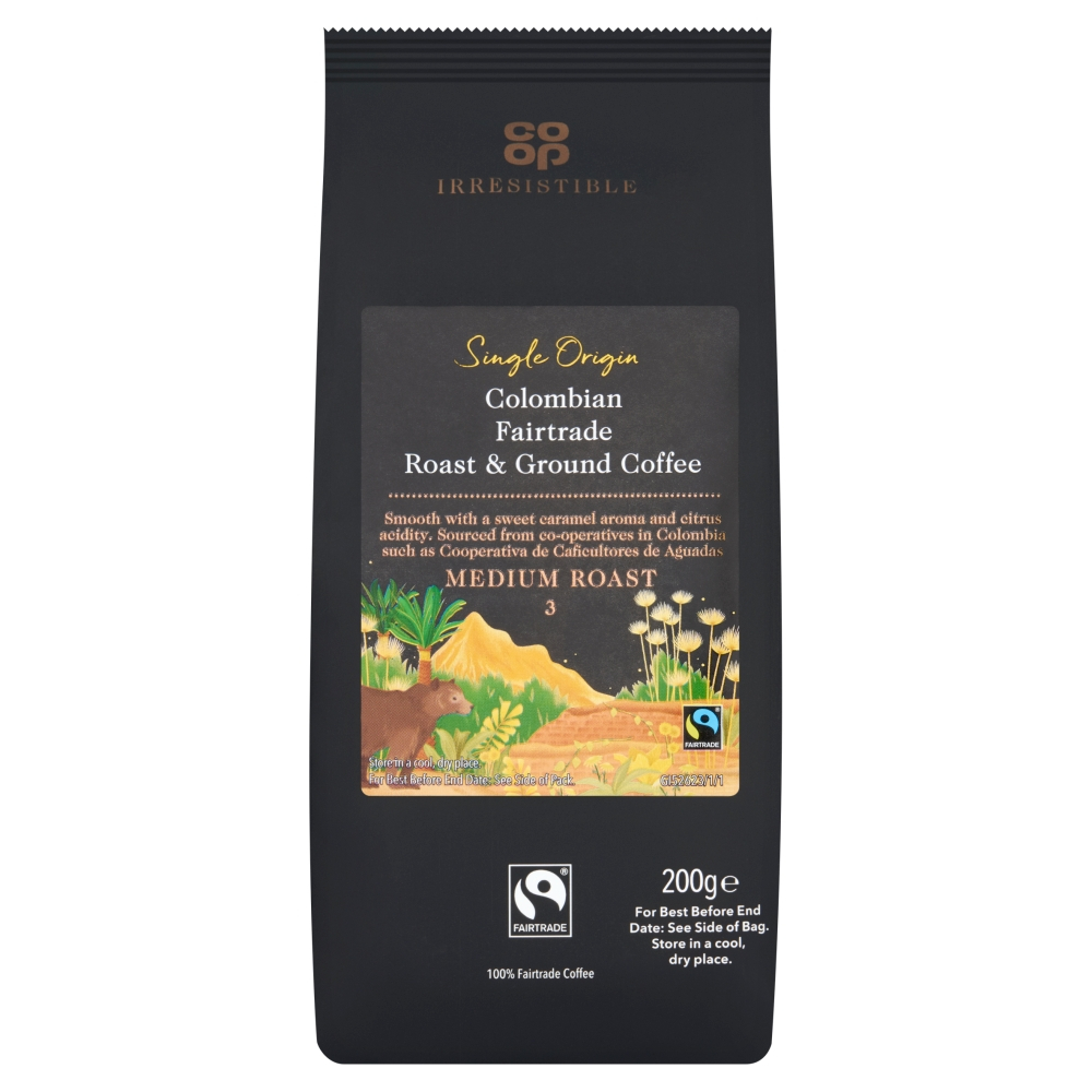 Co-op Irresistible Fairtrade Colombian Roast & Ground Coffee 200g