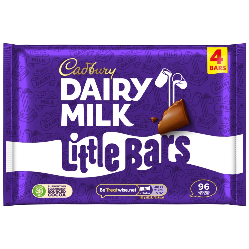 Cadbury Dairy Milk Little Bars Chocolate Bar 4 Pack Multipack 72g