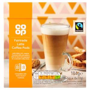 Co-op Fairtrade Latte Coffee Pods 184g