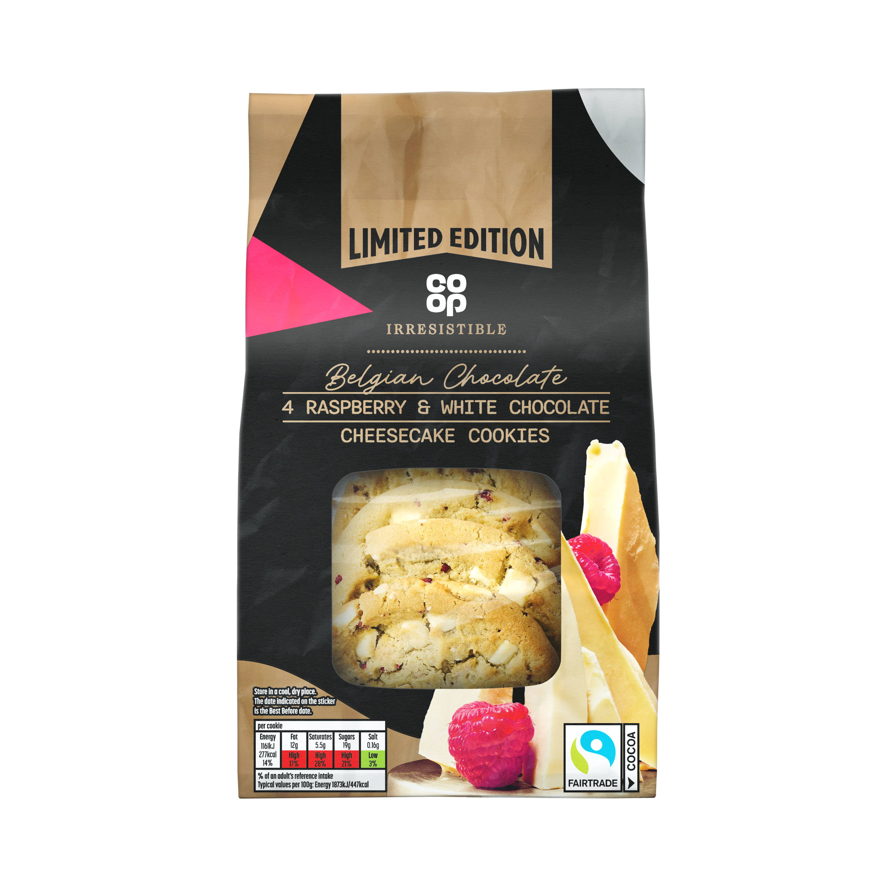 Co-op Irresistible Raspberry and White Chocolate Cheesecake Cookies 4 pack