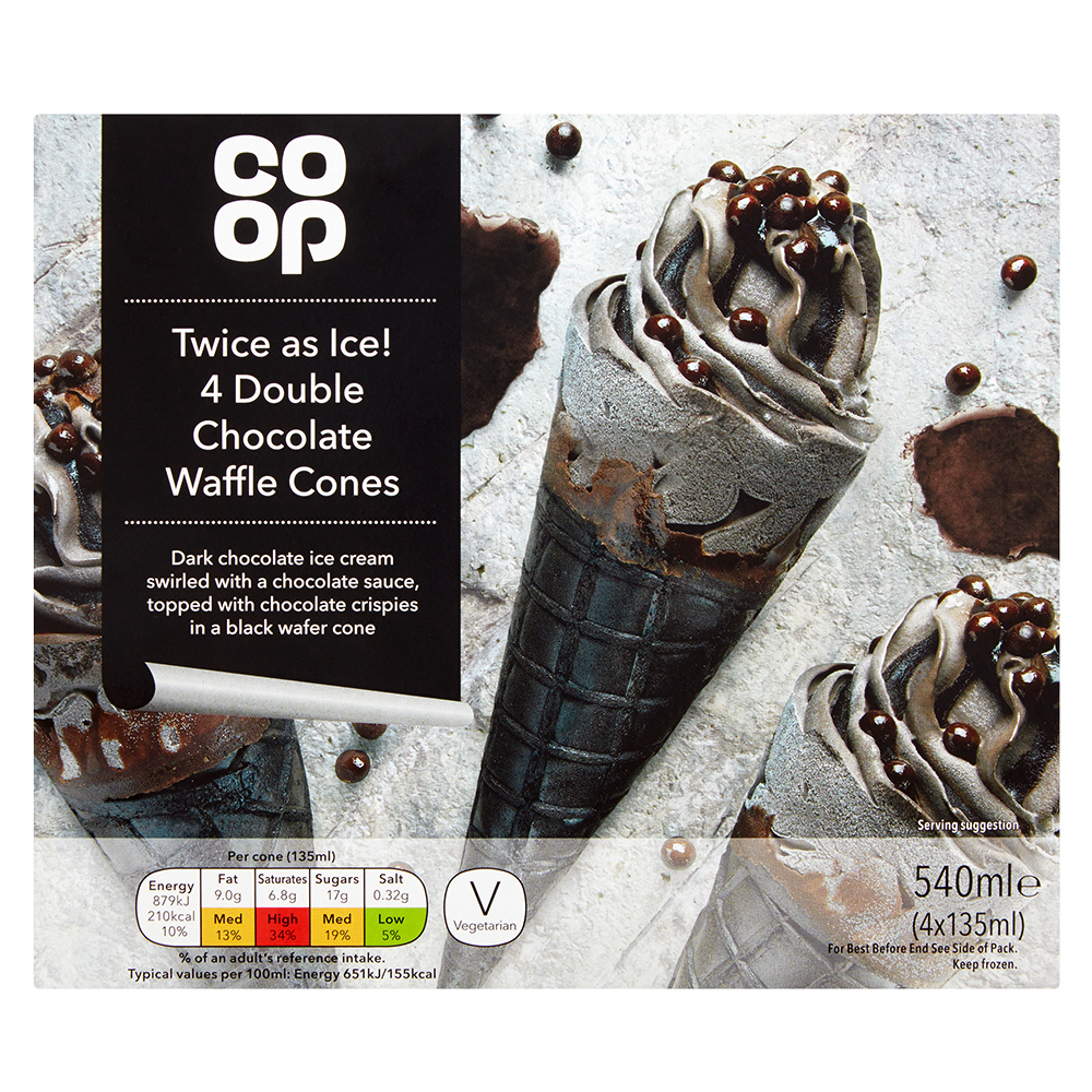 Co Op Twice As Ice 4 Double Chocolate Waffle 4x135ml Co Op