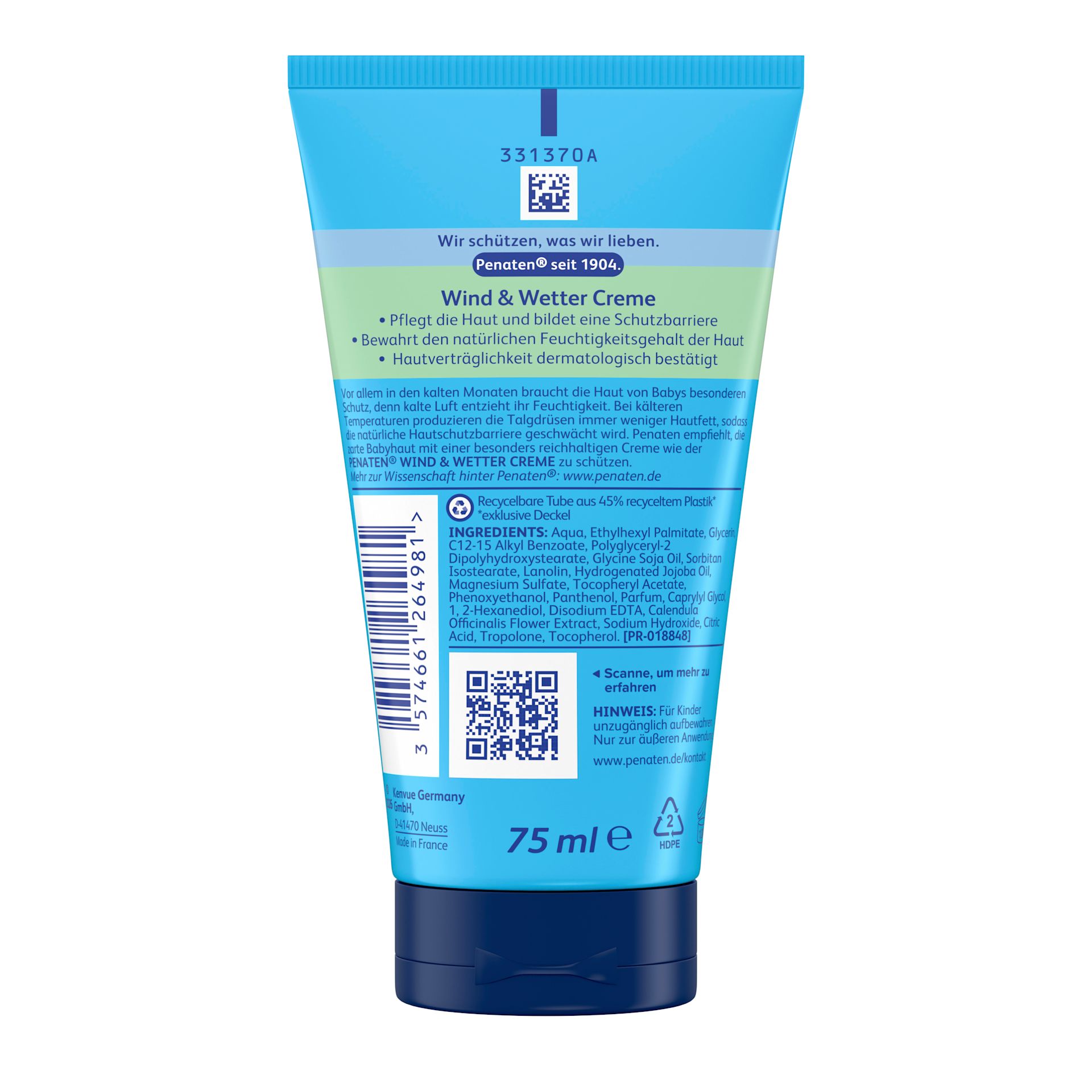 Penaten® Wind und Wetter Creme – Verpackung Rückansicht