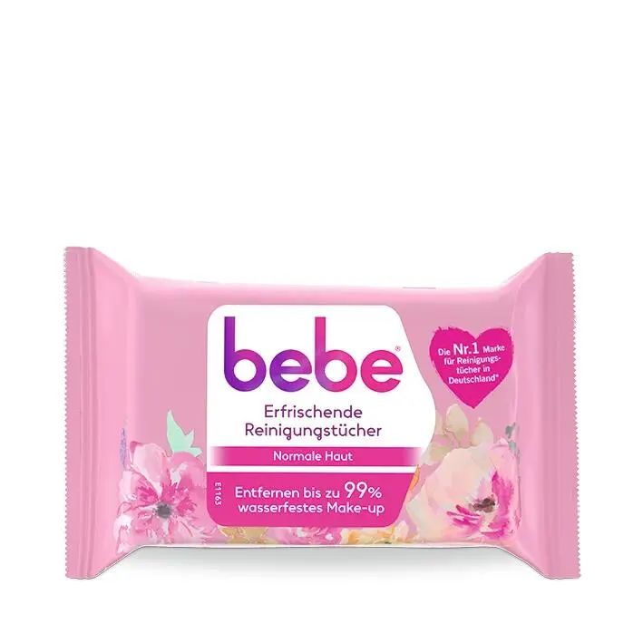 bebe Erfrischende Reinigungstuecher – mit Rosenwasser – vegane Formel