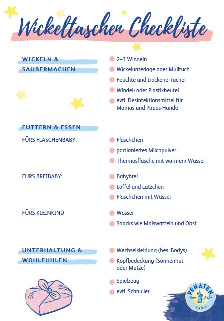 PENATEN WICKELTASCHEN CHECKLISTE