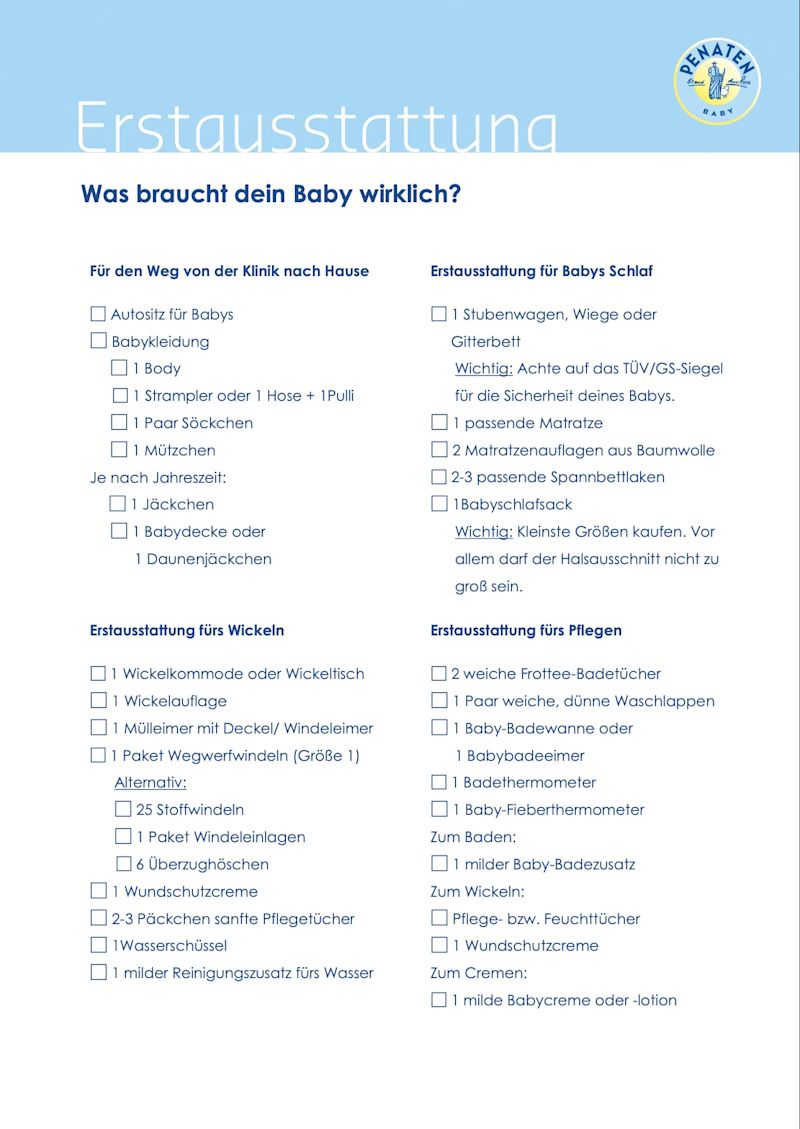 BABYAUSSTATTUNG – LISTE