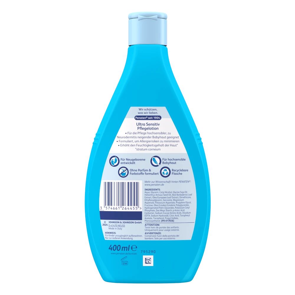 Penaten® Ultra Senstiv Pflegelotion  – Rückseite