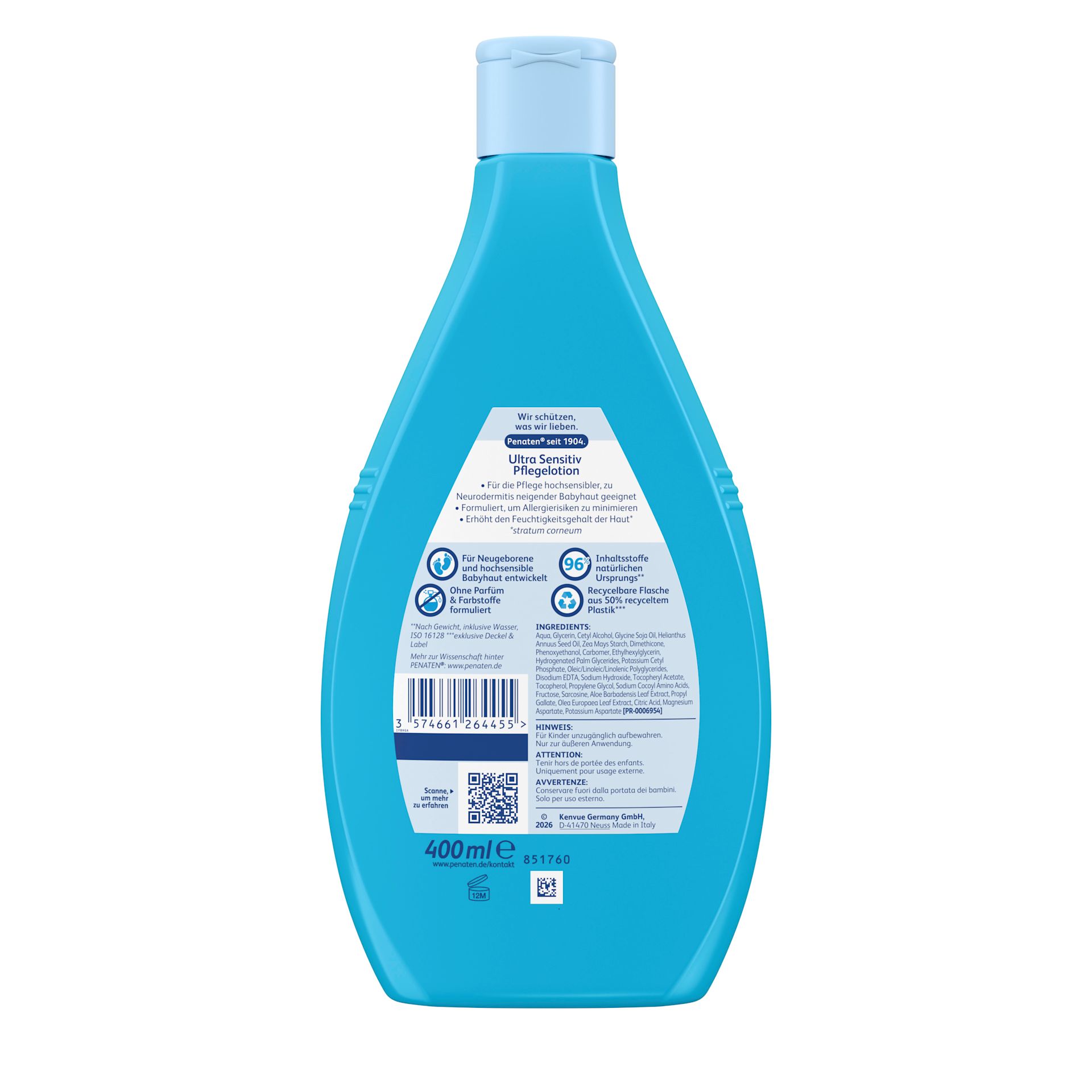 Penaten® Ultra Senstiv Pflegelotion – Verpackung Rückansicht