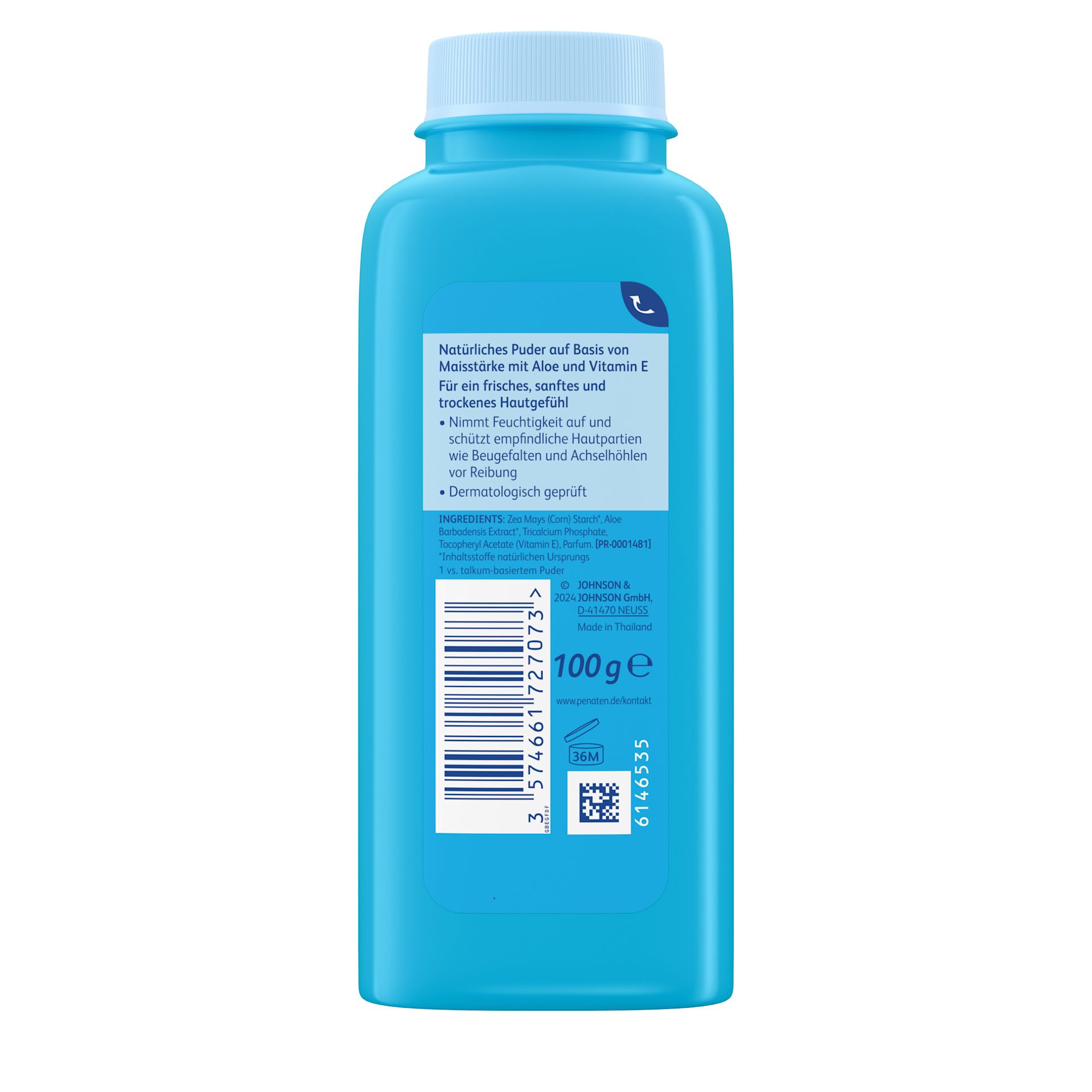 Penaten® Puder – Verpackung Rückansicht