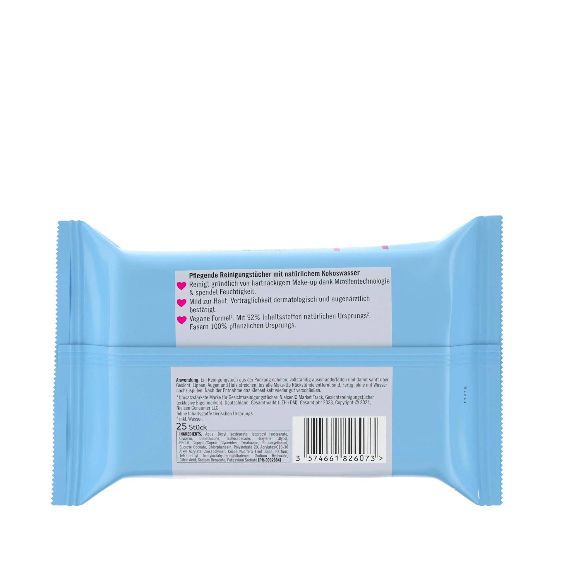 bebe® pflegende Reinigungstücher für trockene & empfindliche Haut Packshot Rückseite