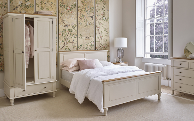 grey painted parisian style bedroom furniture