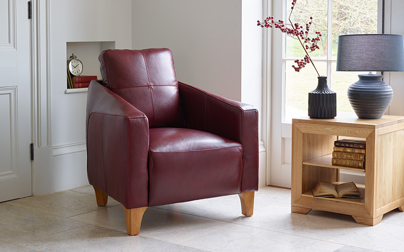 red leather armchair