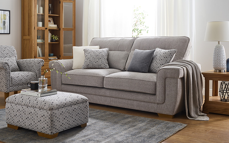 Kirby grey fabric sofa