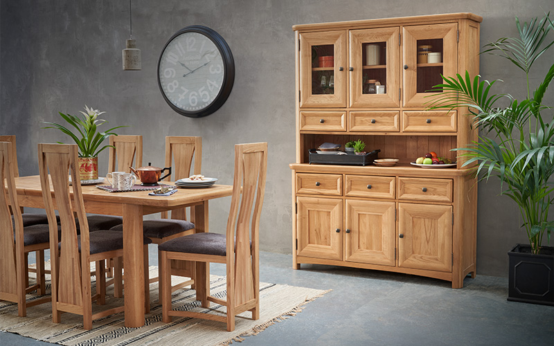 Contemporary oak table and chairs