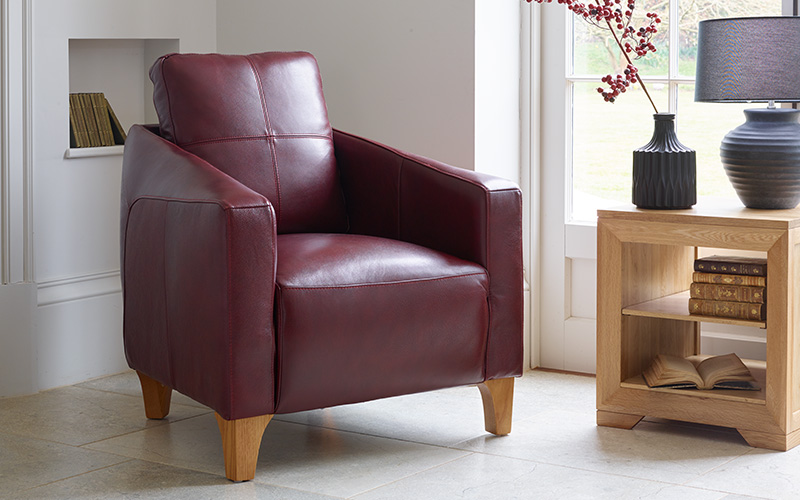 burgundy red leather armchair