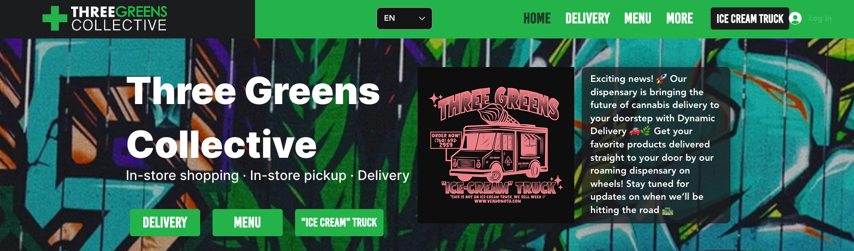 Three Greens Collective Ecommerce Dispensary Menu powered by Meadow