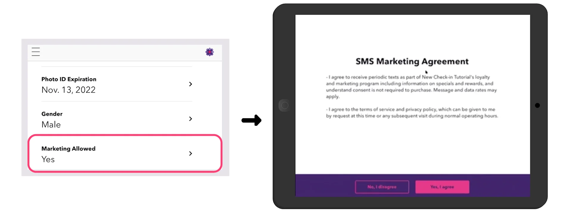 Opt in agreement screen