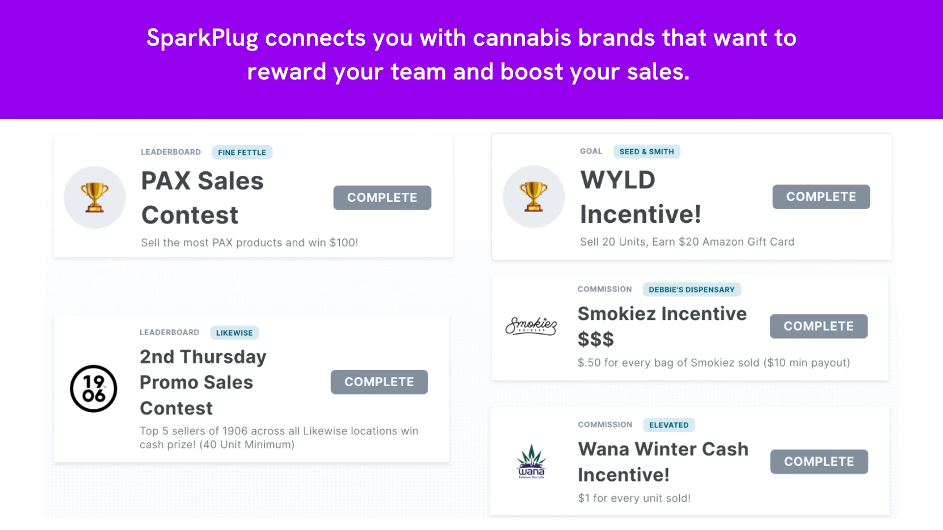 Cannabis Brand Incentives ("Sparks") in SparkPlug