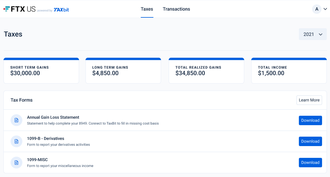 TaxBit Tax Center Suite for crypto and digital assets