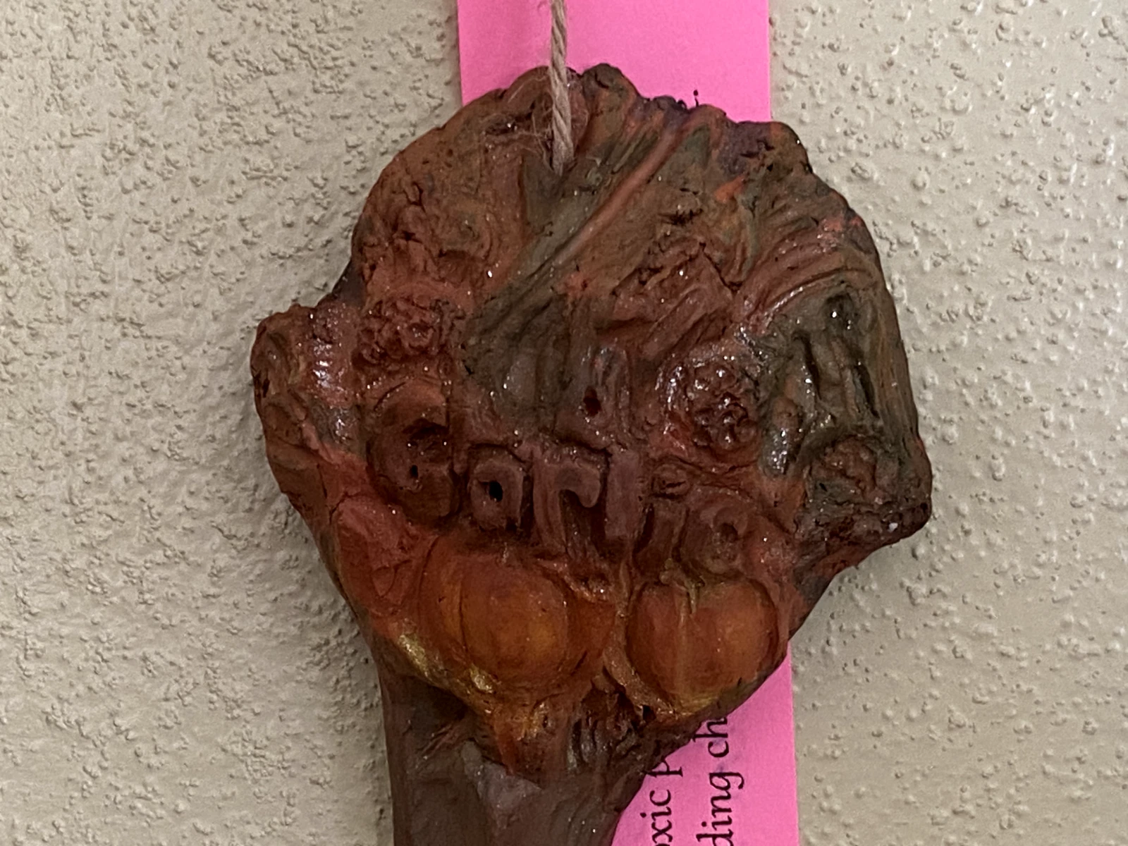 Hand Sculpted Garlic Garden Stake – Terracotta Herb Plant Marker - Image 4