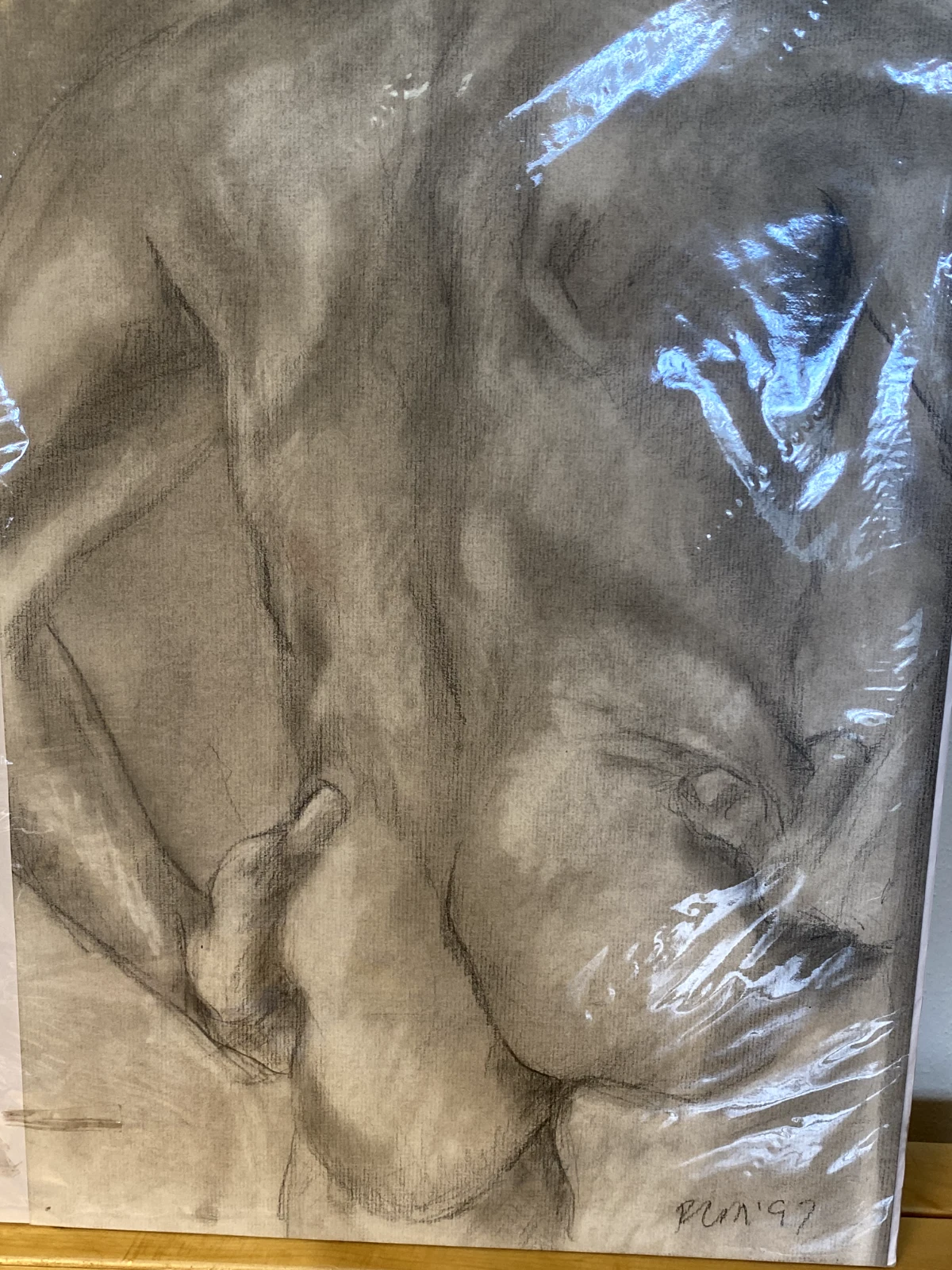 Original Charcoal & Graphite Male Nude Figure Study – Life Drawing