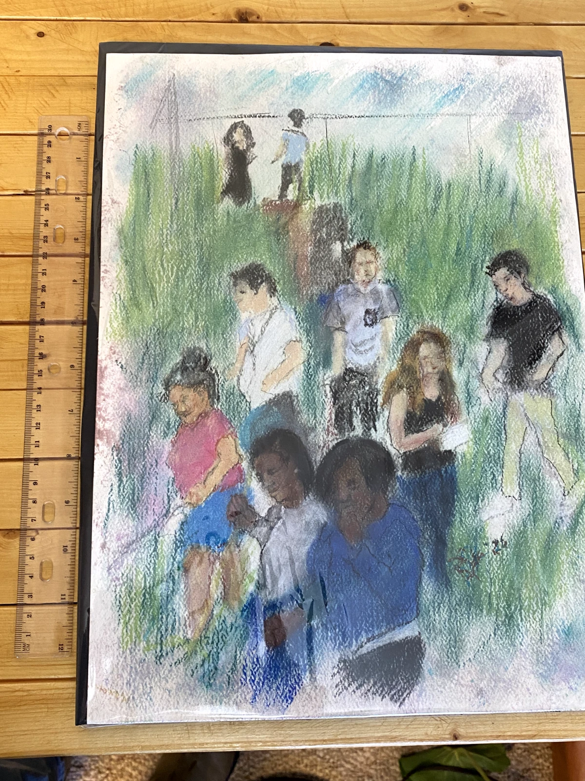 Original Pastel Study – Students on Walk with Instructor - Image 4