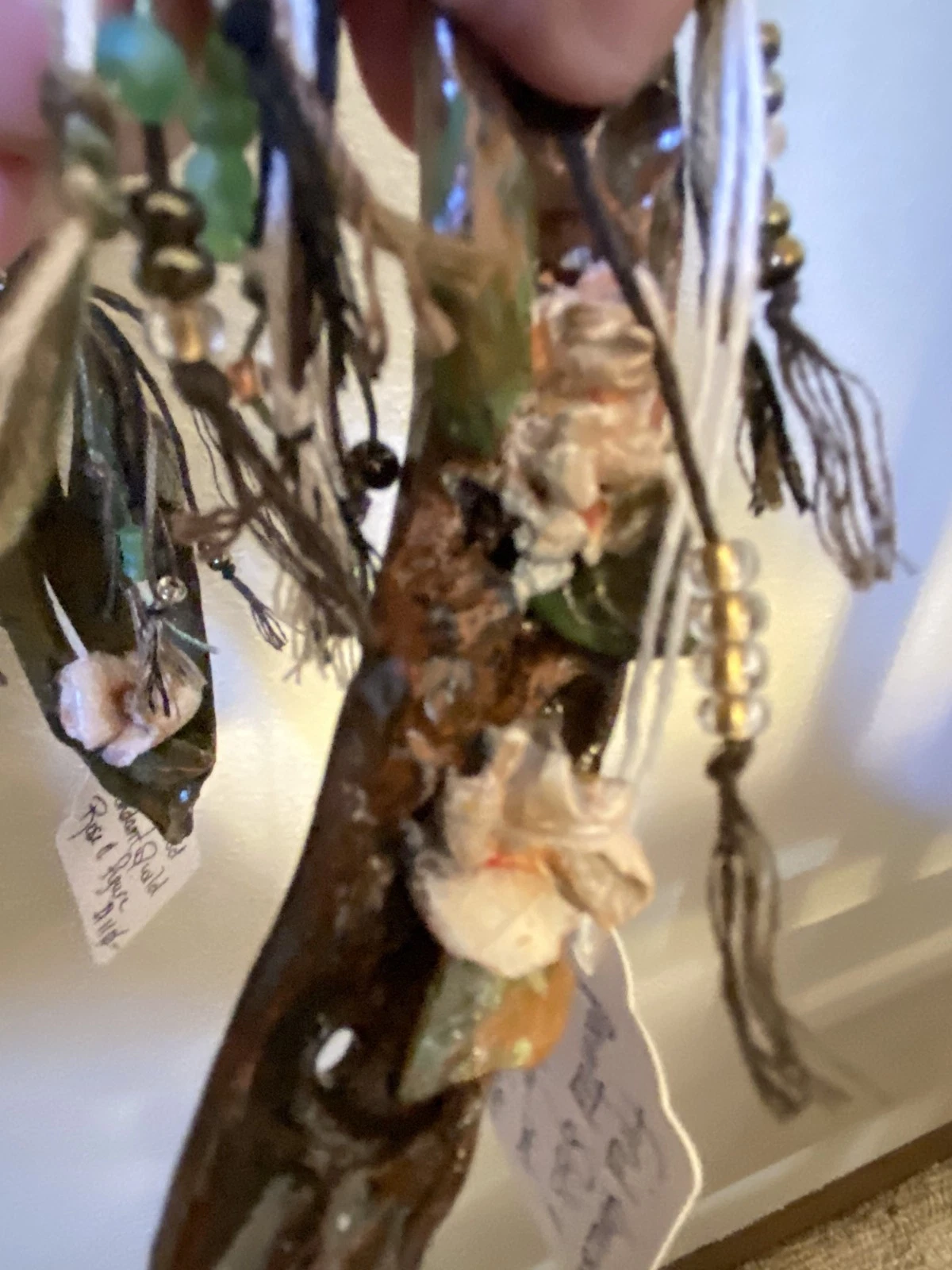 Mixed Media Botanical Jewelry - Silk Hemp Cotton & Glass Beads - Sculpted Pods - Image 2