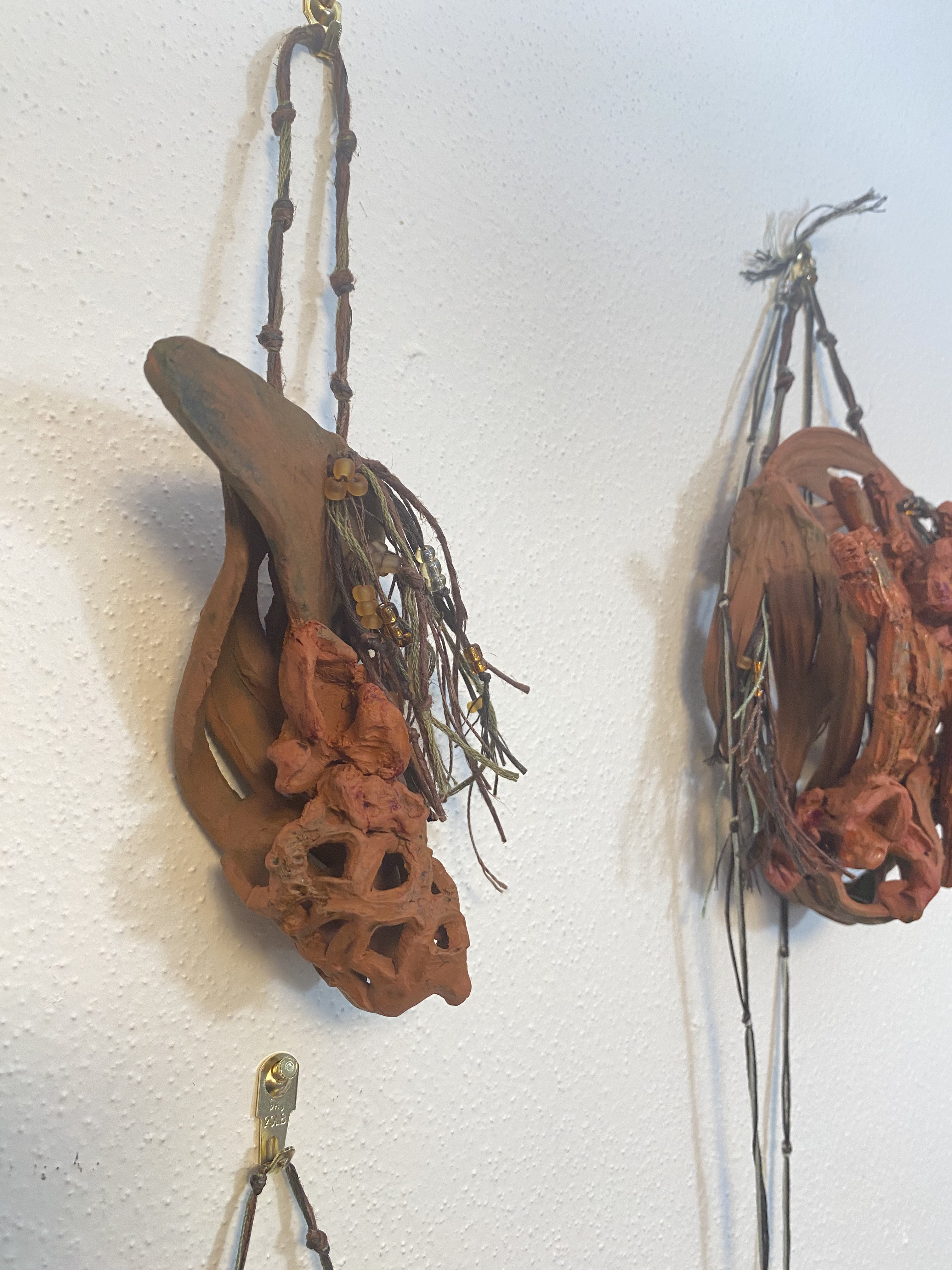 Hand-Sculpted Terracotta Orchid Wall Sconce with Air Plant Holder