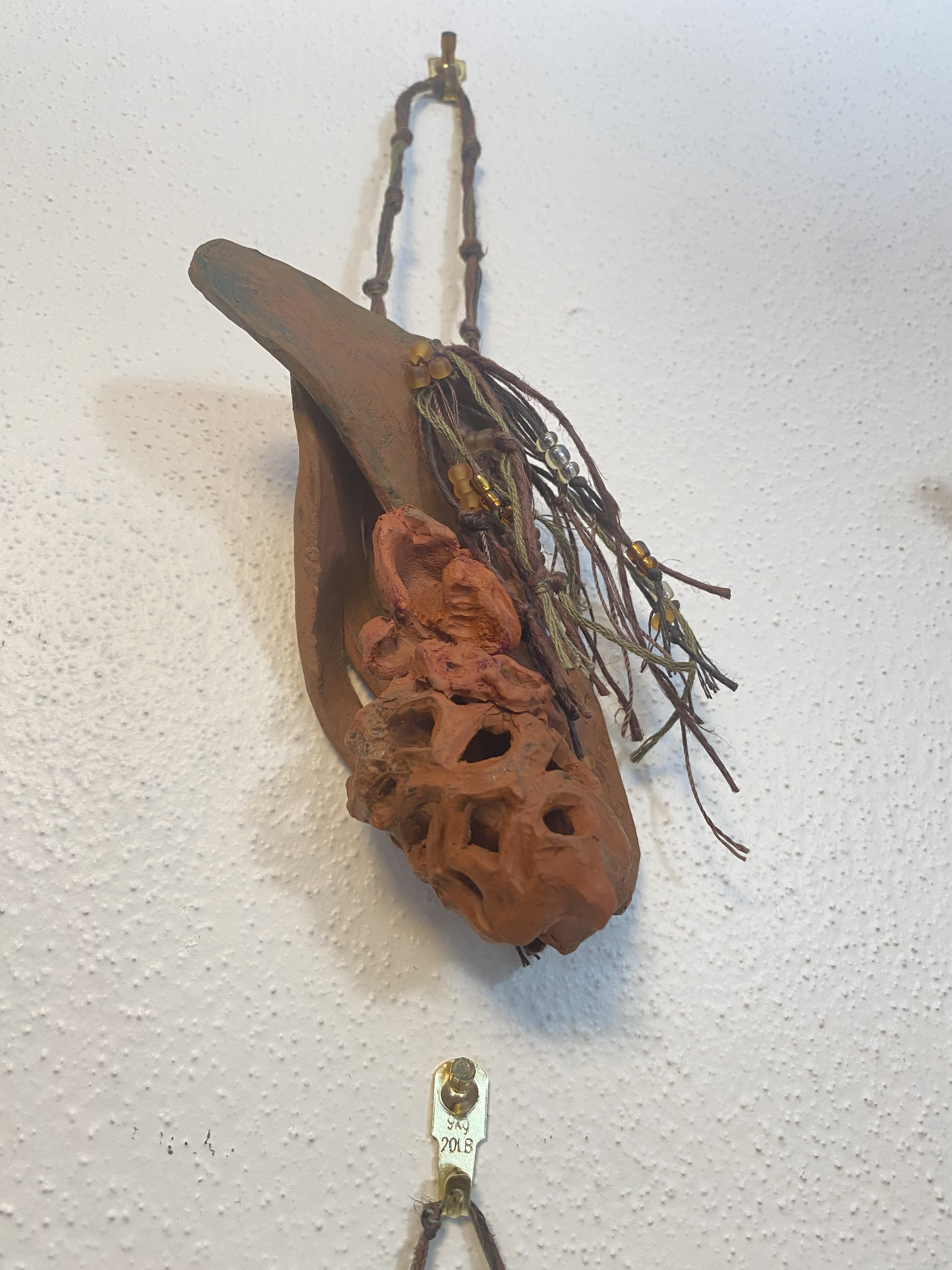 Hand-Sculpted Terracotta Orchid Wall Sconce with Air Plant Holder - Image 2