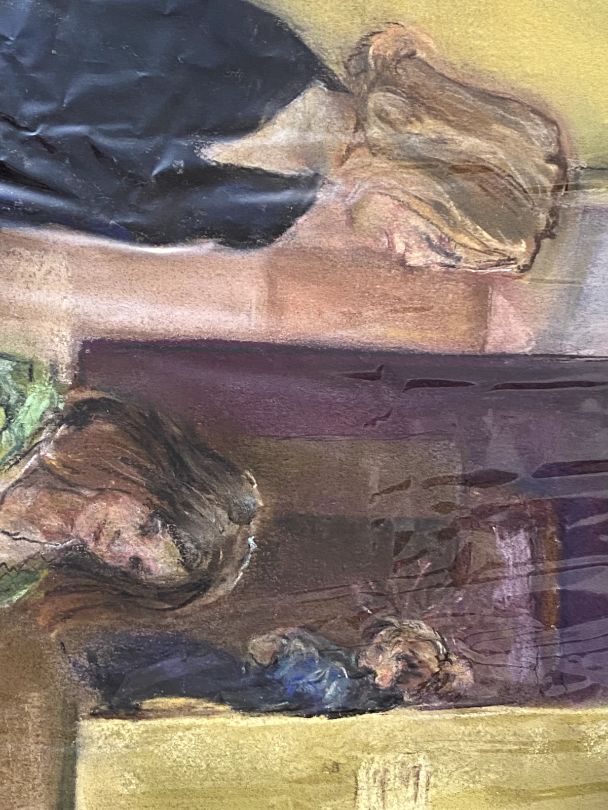 Original Pastel on Paper – Museum Gallery Scene – Contemporary Figurative Artwork - Image 4