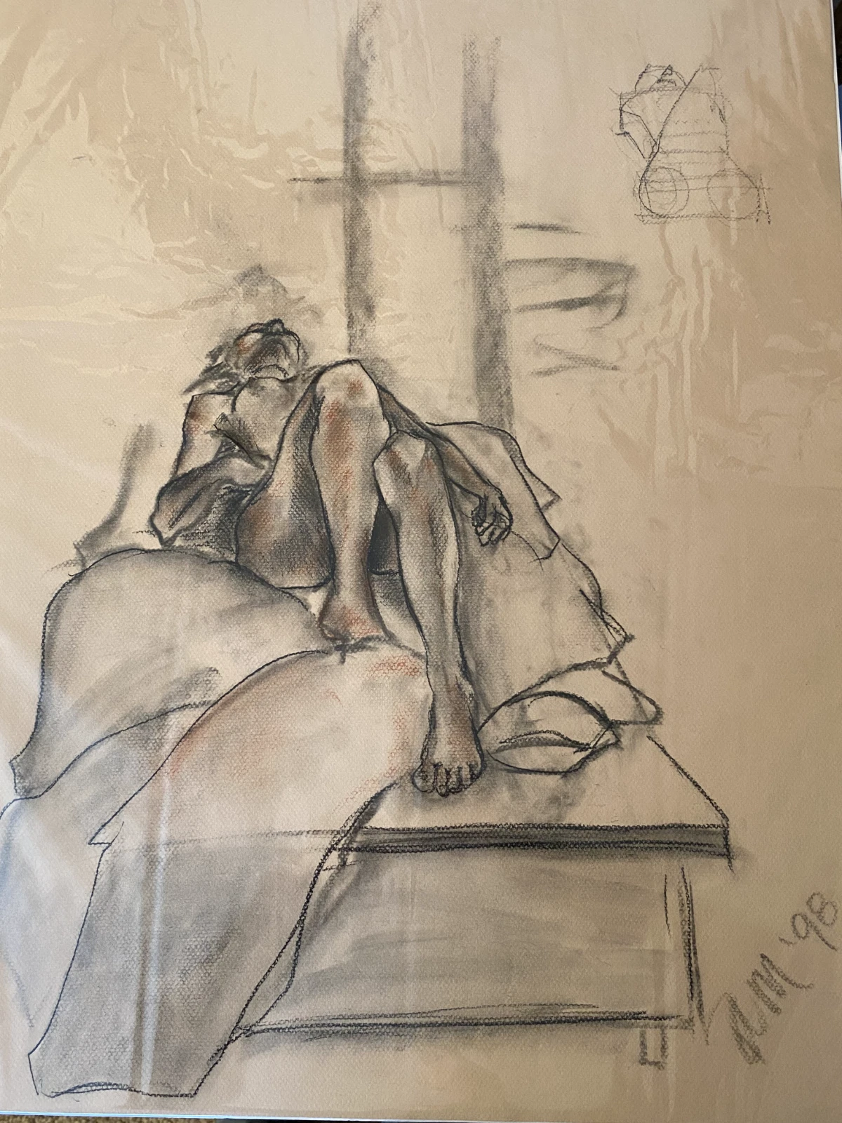 Original Pastel Nude Figure Study – Life Drawing Artwork – Soft Color Painting