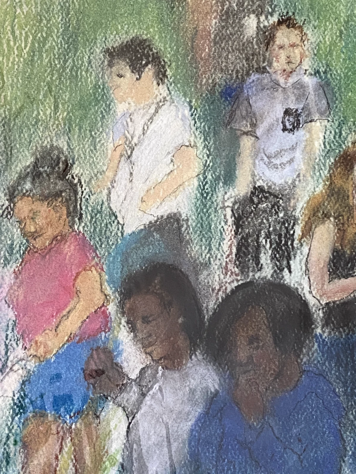 Original Pastel Study – Students on Walk with Instructor - Image 2