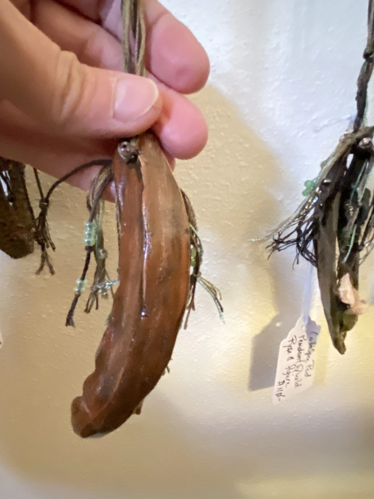 Mixed Media Botanical Jewelry - Silk Hemp Cotton & Glass Beads - Sculpted Pods - Image 2