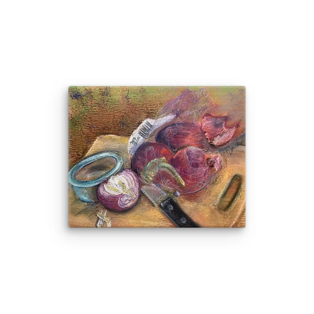 Rustic Onion Still Life Print – Kitchen Art, Pastel Food Artwork - Image 2
