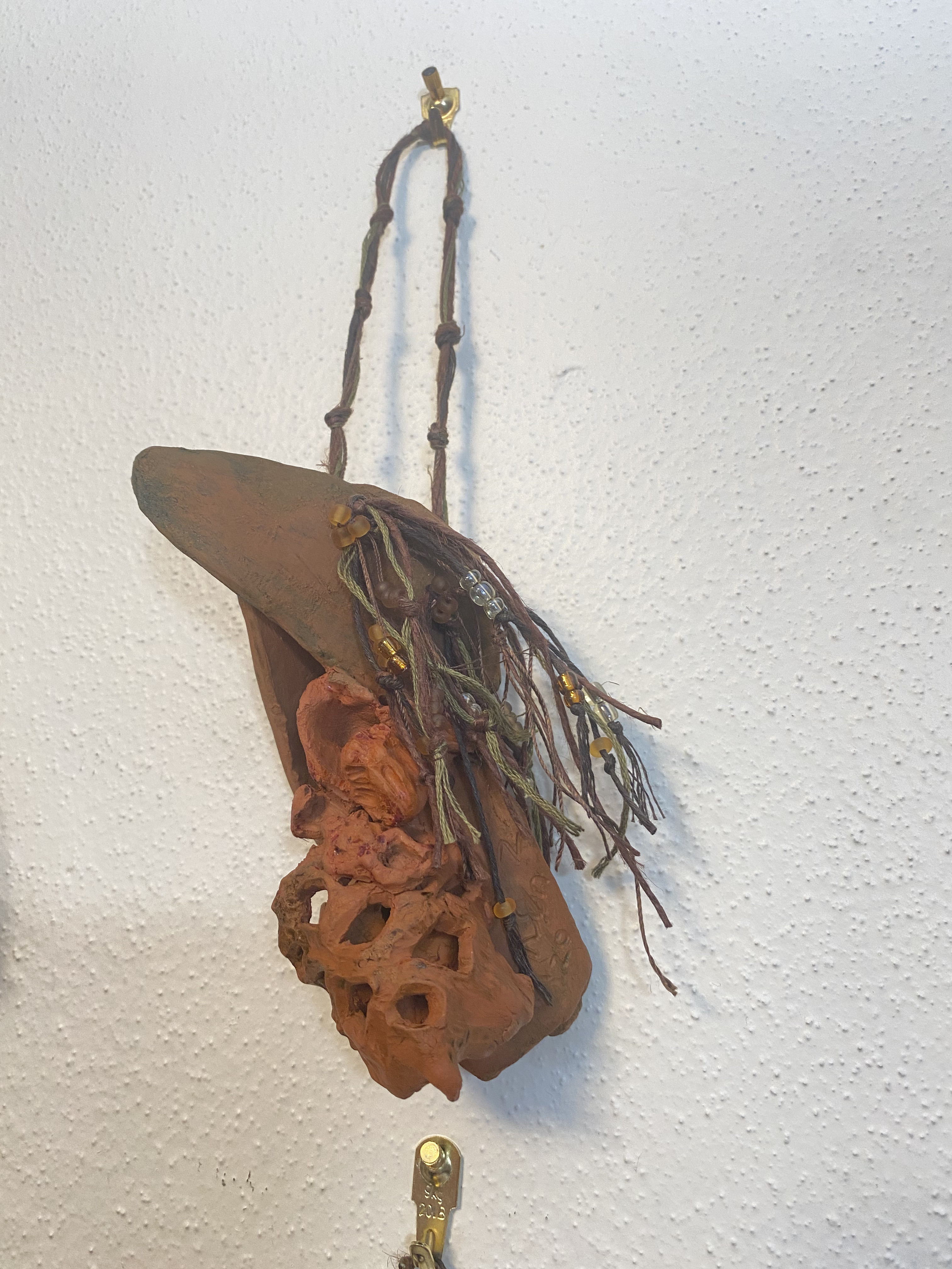 Hand-Sculpted Terracotta Orchid Wall Sconce with Air Plant Holder - Image 3