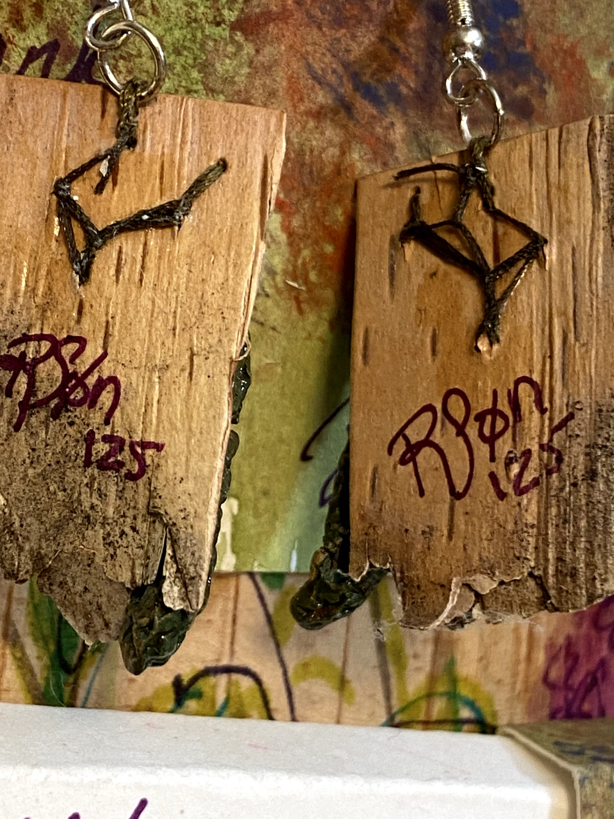 Hand Sculpted Seed Pod Earrings on Real Birch Bark – Nature Inspired Jewelry - Image 3