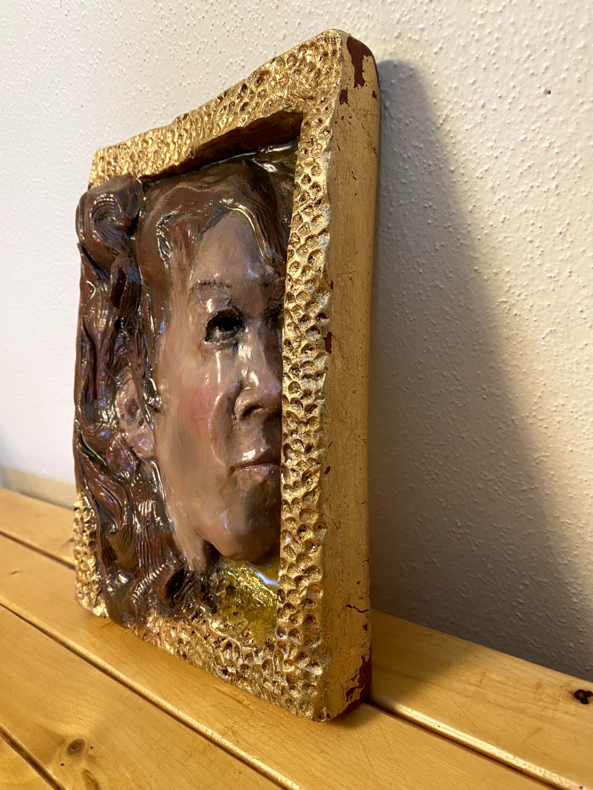 Original Terracotta Portrait Relief – Water Gilded & Oil Painted - Image 3