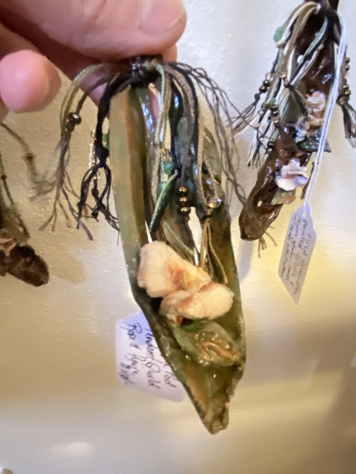 Mixed Media Botanical Jewelry - Silk Hemp Cotton & Glass Beads - Sculpted Pods