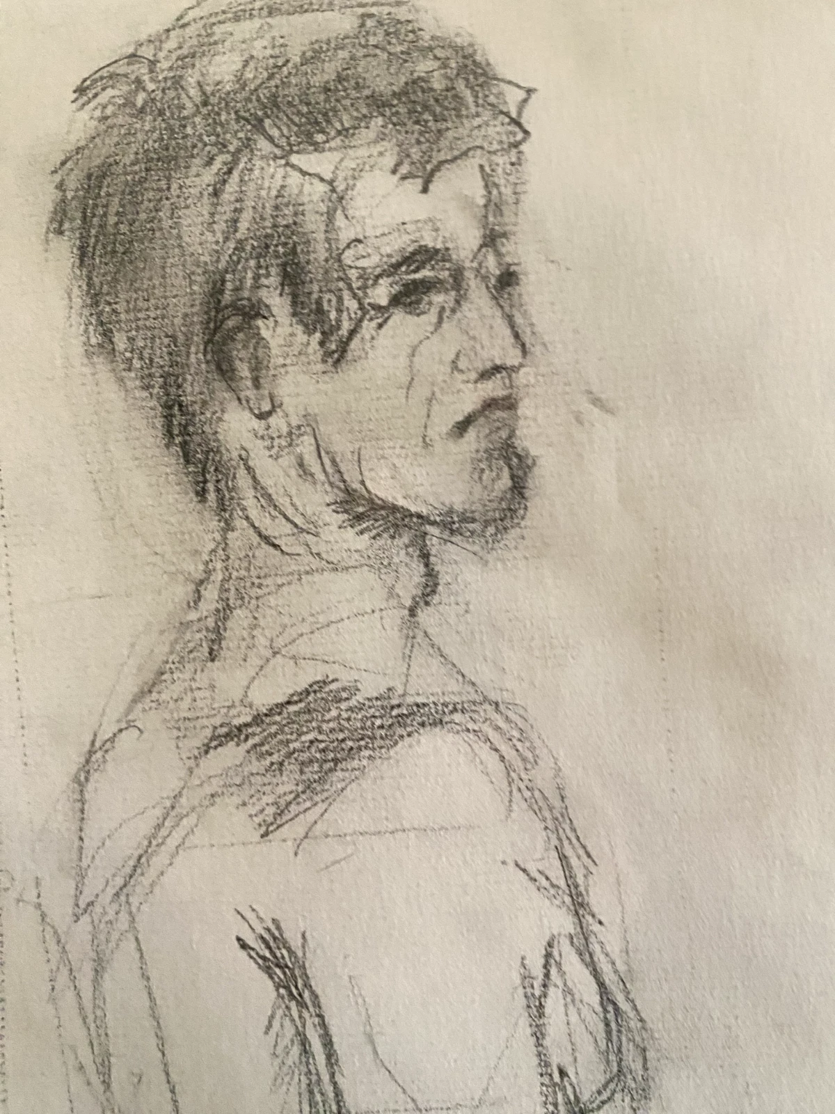 Original Graphite Figure Study – Male Nude Life Drawing – Academic Art Study - Image 3