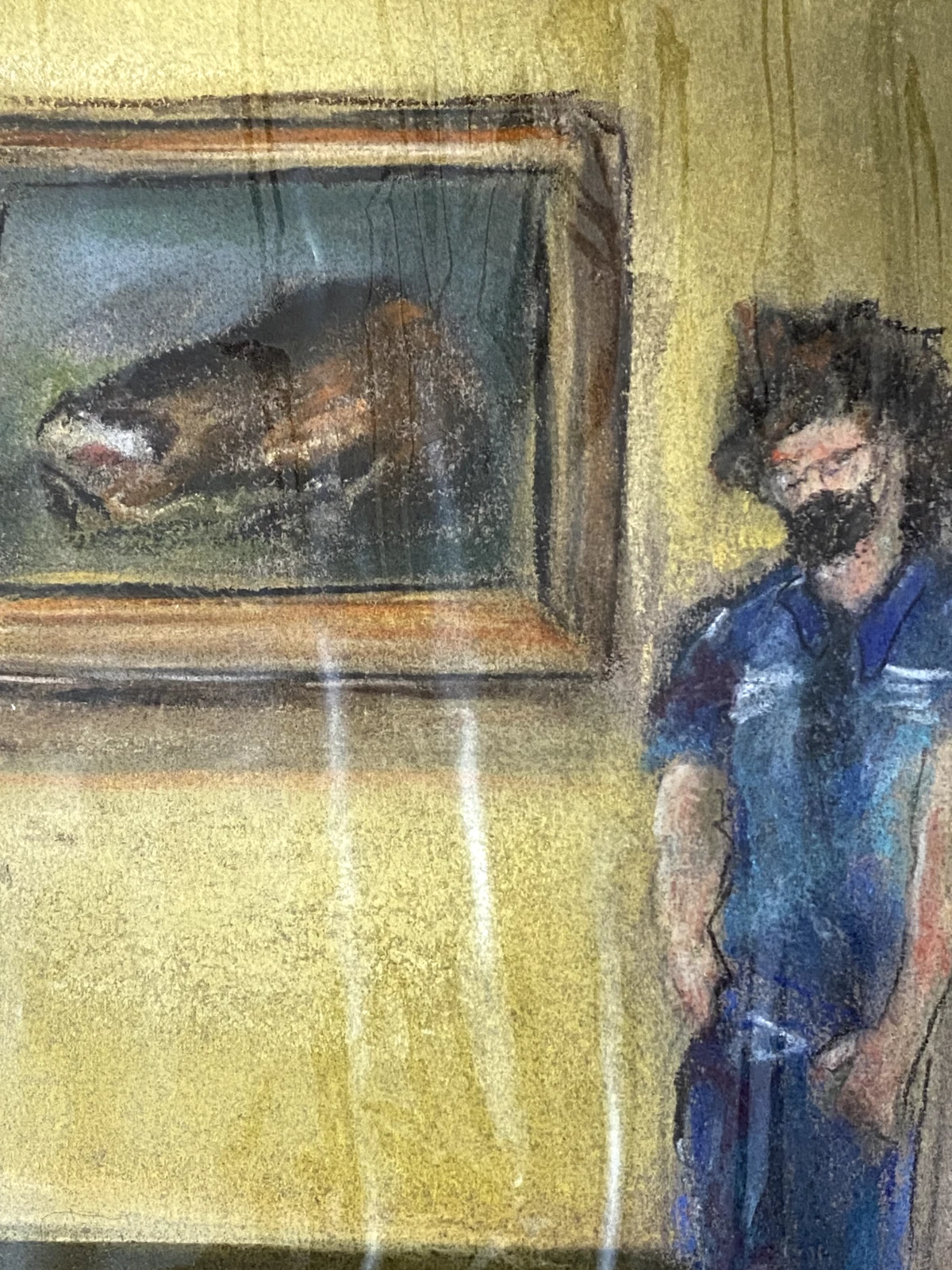 Original Pastel on Paper – Museum Gallery Scene – Contemporary Figurative Artwork - Image 3