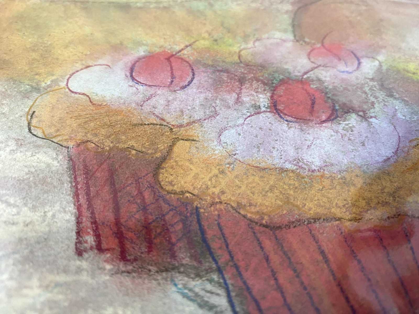 Original Pastel Cupcake Still Life – Pink Dessert Kitchen Art - Image 2