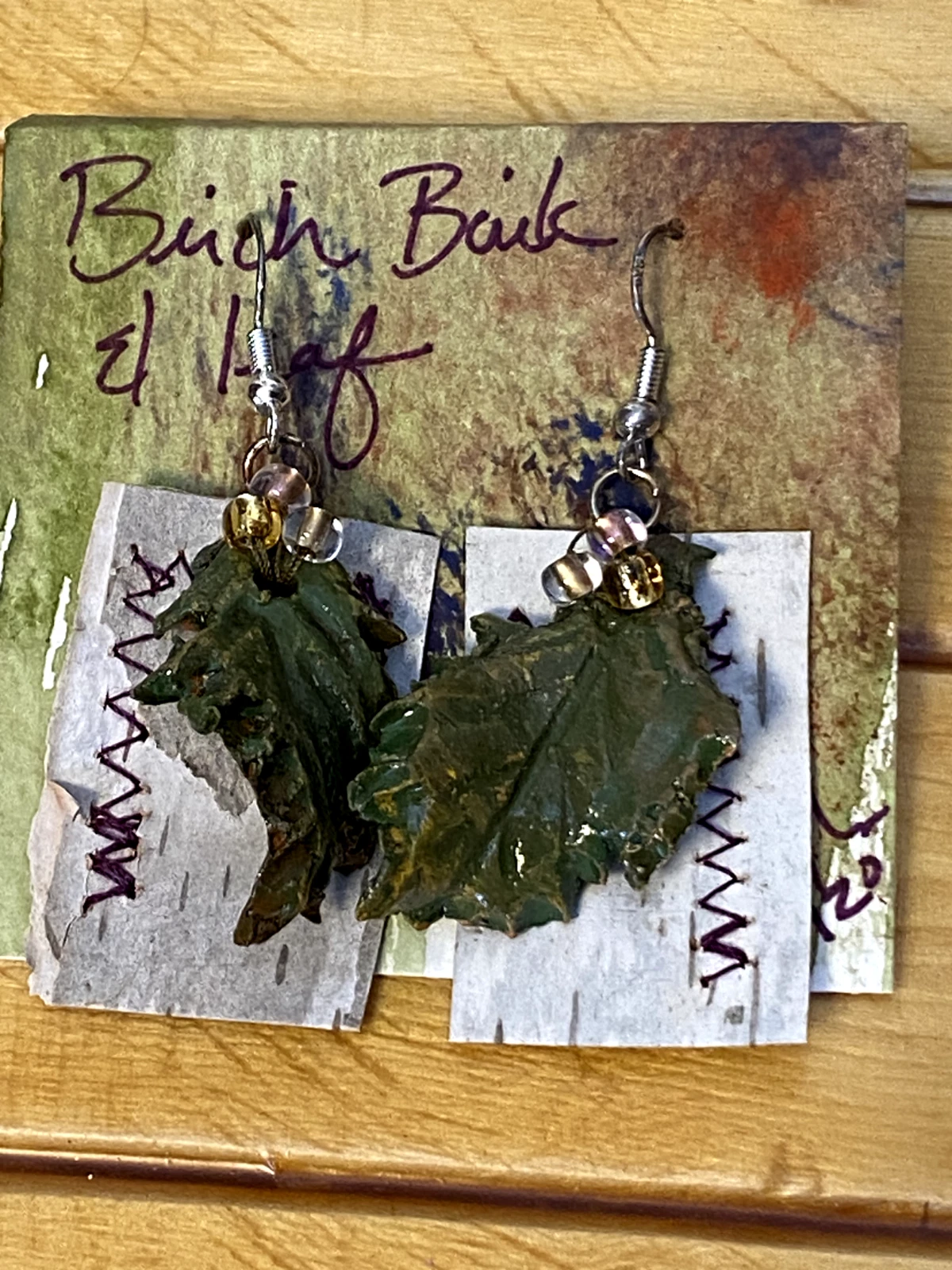 Artisan Terracotta Leaf Earrings – Hand Painted Beaded Jewelry