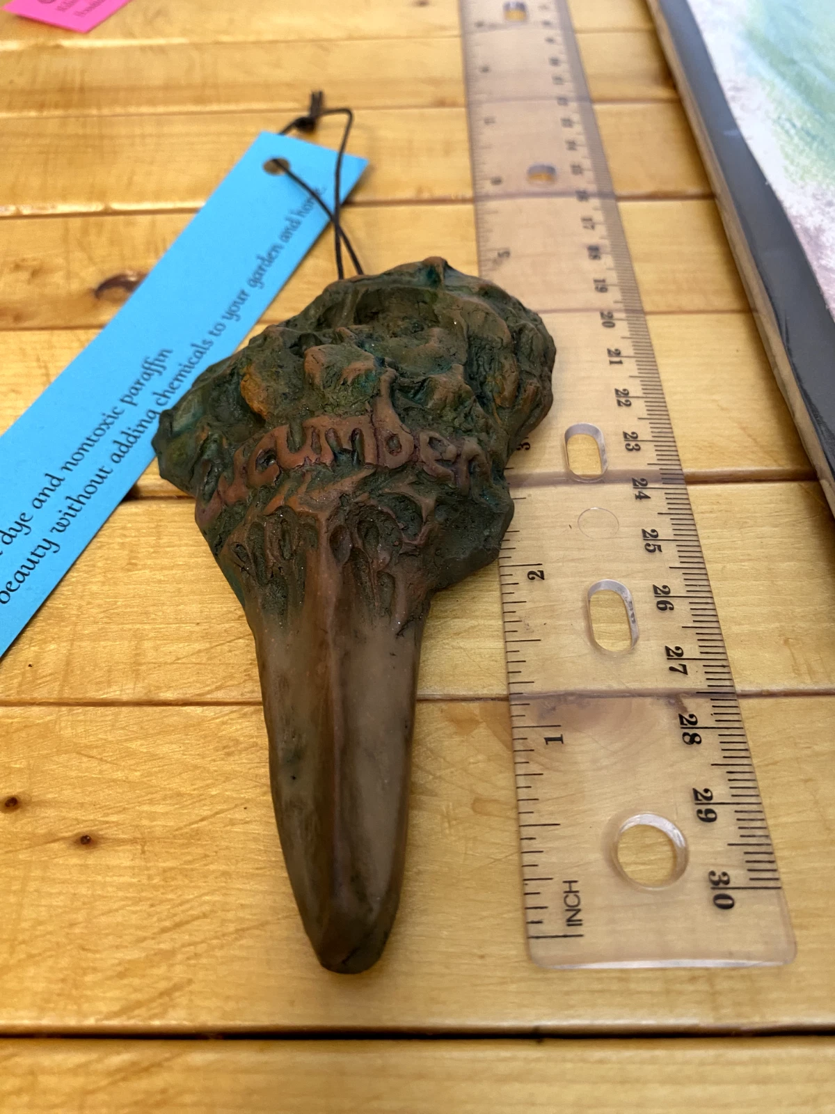 Hand Sculpted Garlic Garden Stake – Terracotta Herb Plant Marker